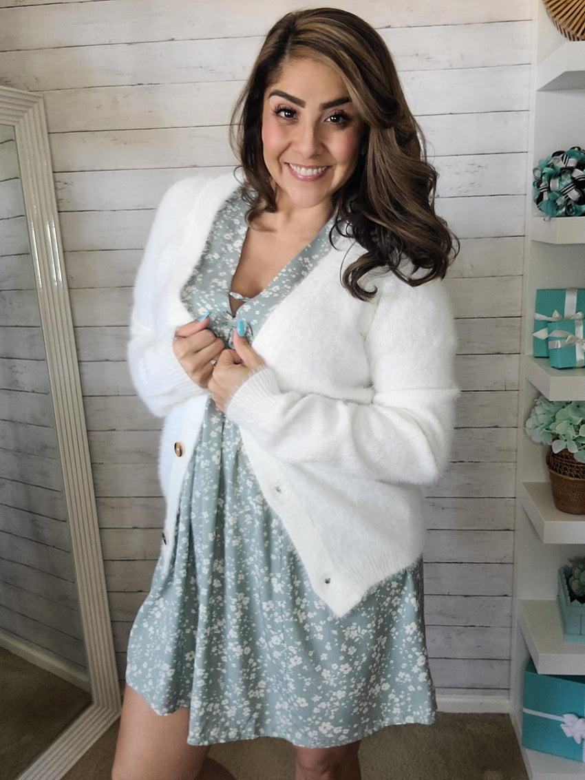 Cream Mo Hair Cardigan Sweater