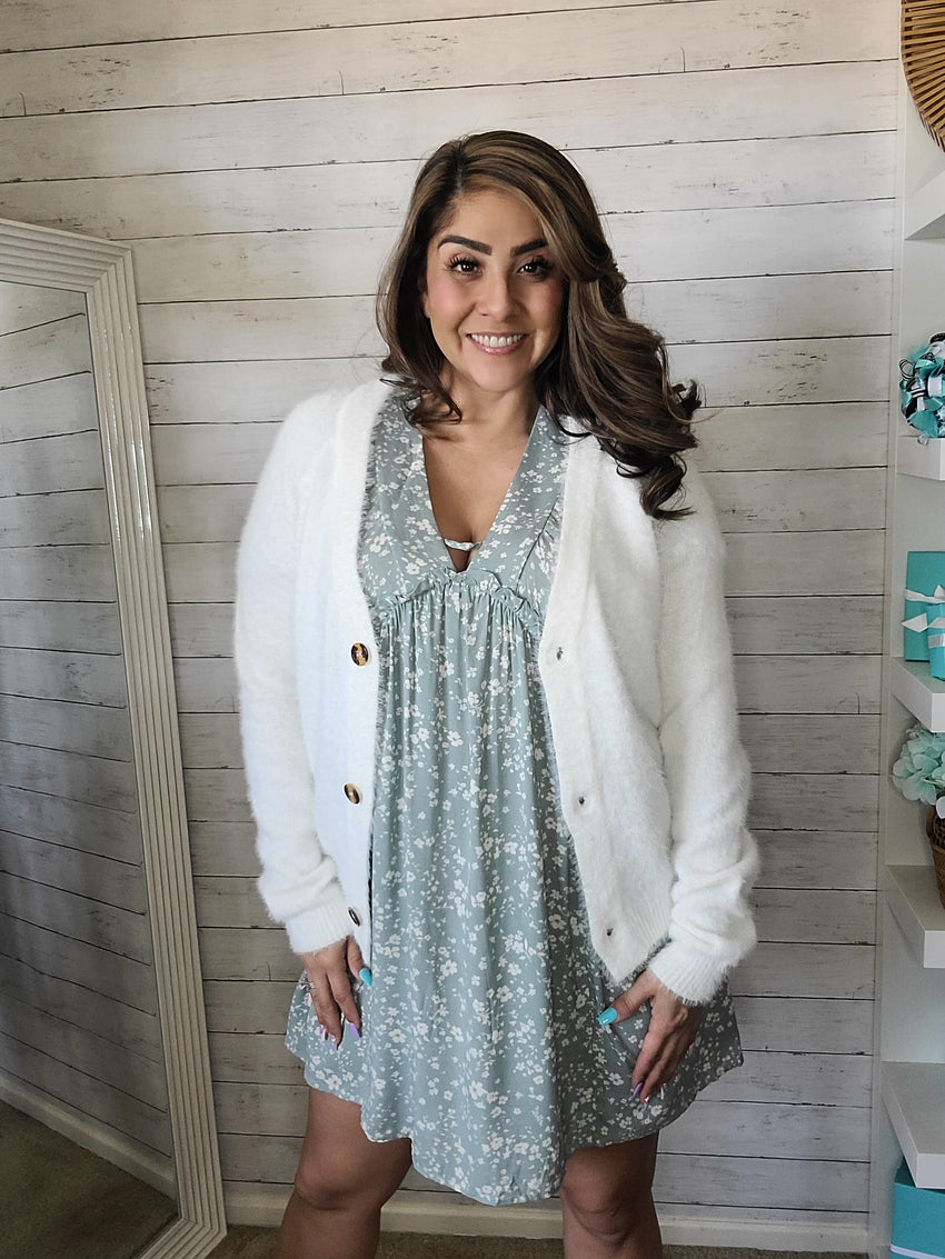 Cream Mo Hair Cardigan Sweater