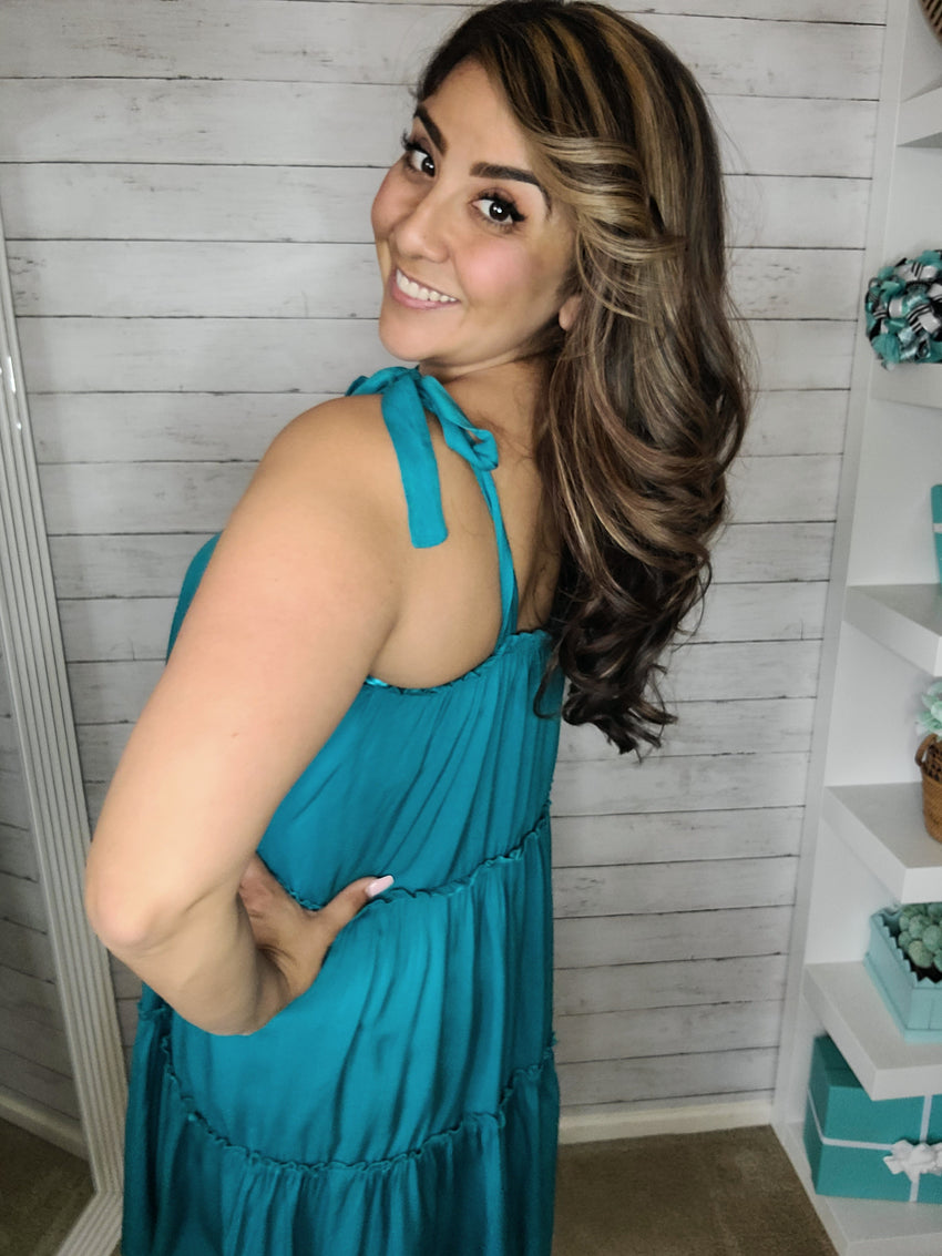 Sprung Tiered and Ties Swing Dress