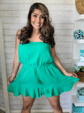 Kelly Green Ruffled Bottom Tube Romper