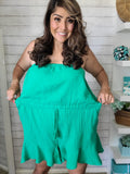 Kelly Green Ruffled Bottom Tube Romper
