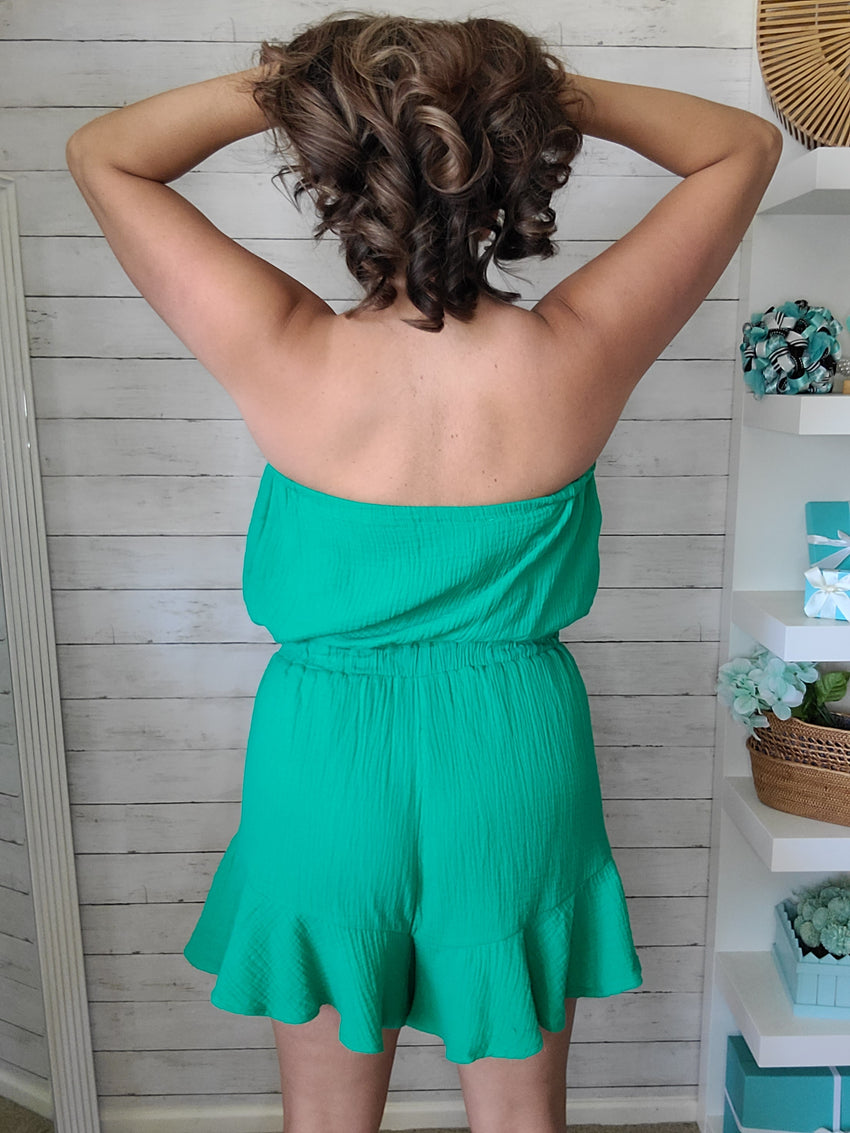 Kelly Green Ruffled Bottom Tube Romper