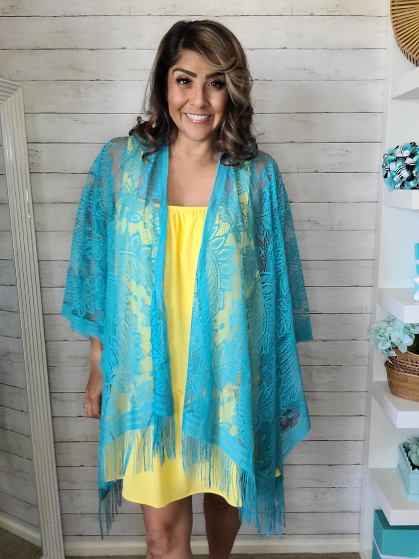Ocean Blue Lace Kimono