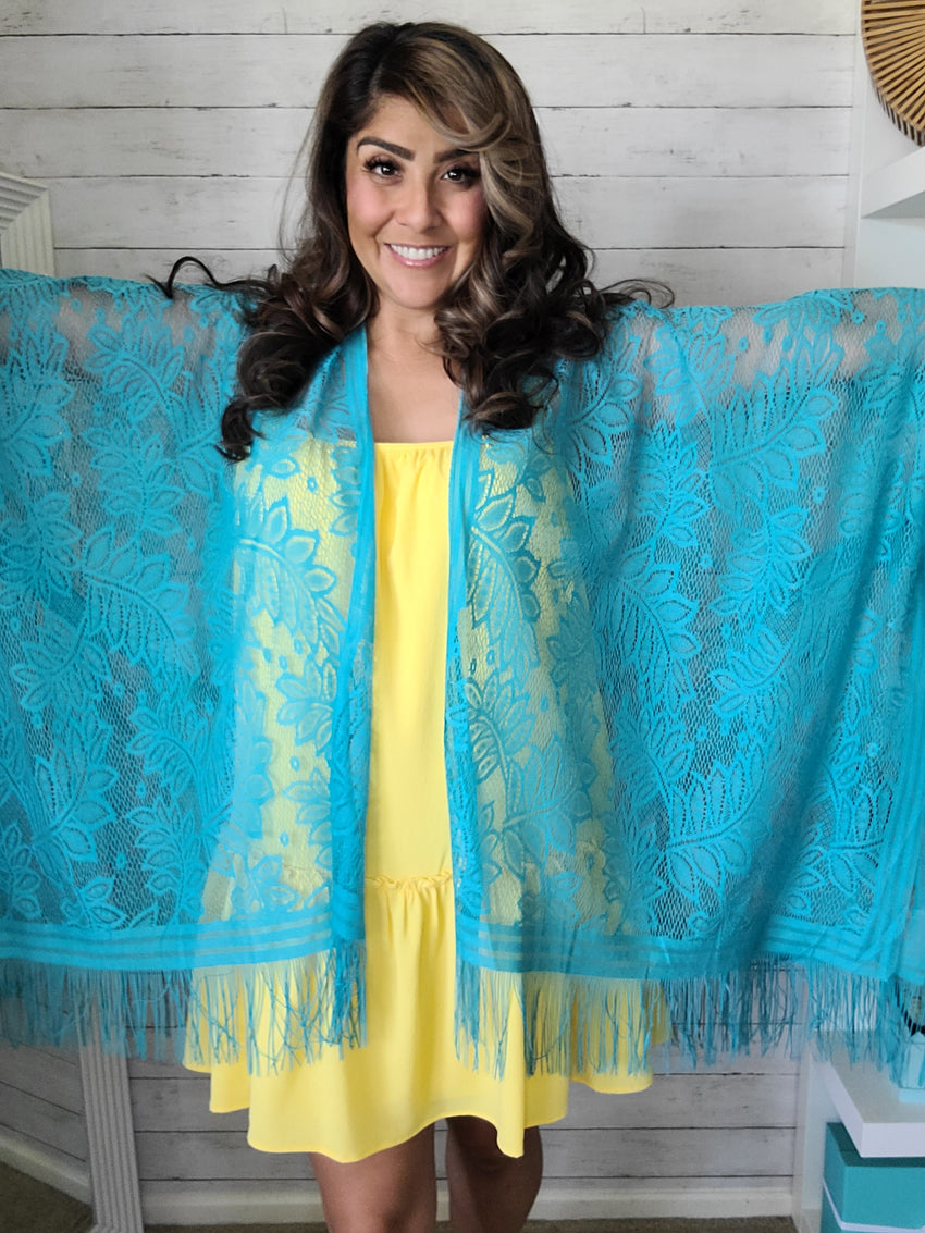 Ocean Blue Lace Kimono