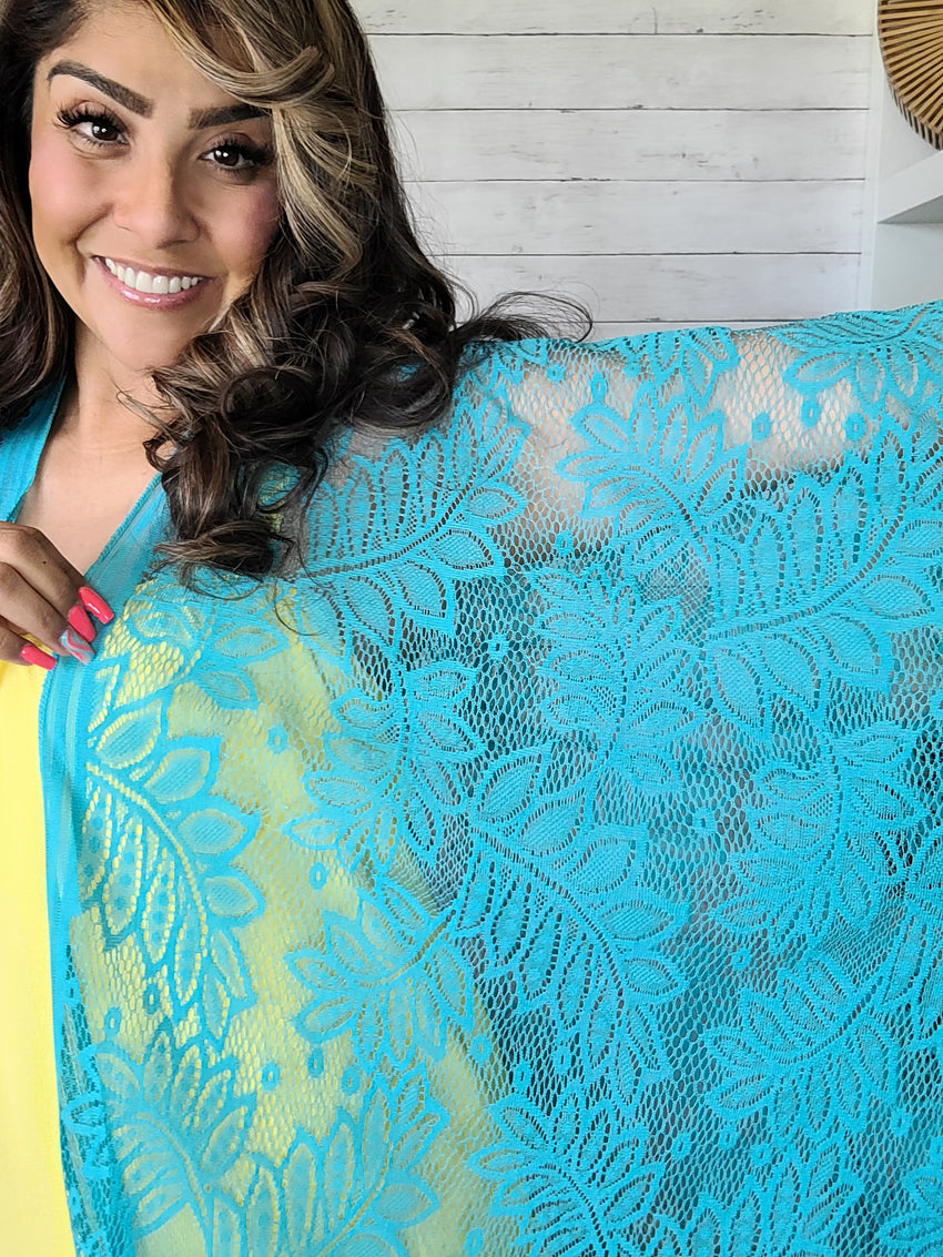 Ocean Blue Lace Kimono