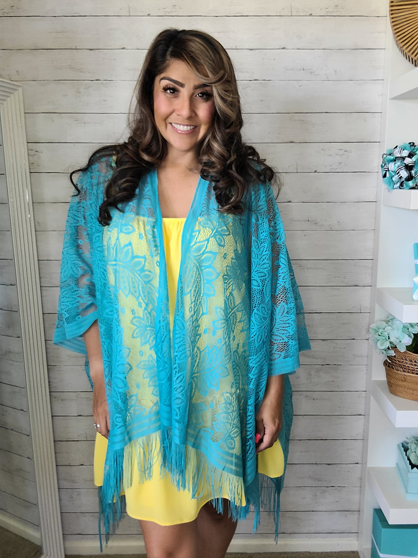 Ocean Blue Lace Kimono