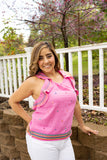 Colors of the Rainbow Embroidered Halter Top in Pink