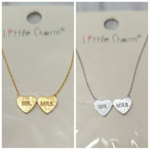 Mr. Mrs. 2 Hearts Necklace
