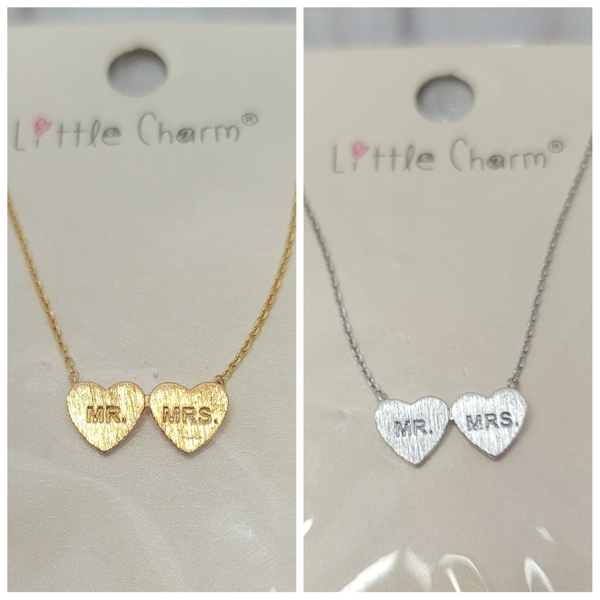 Mr. Mrs. 2 Hearts Necklace