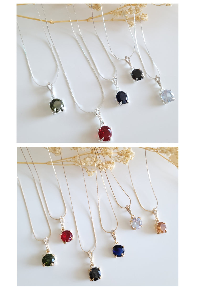 Square Gem Dainty Necklace